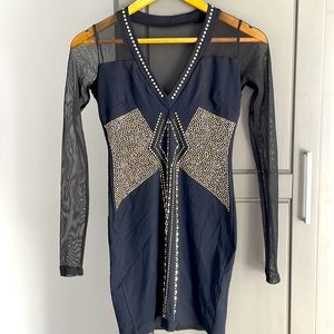 BEBE Beaded Crystal Mini Dress